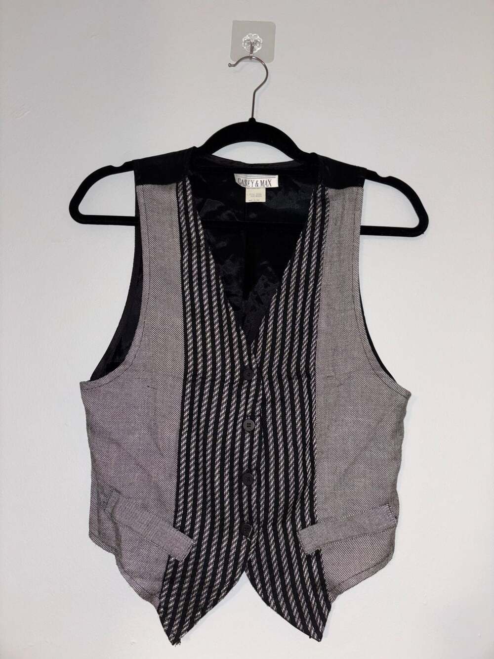 Casey & Max Vintage Gray and Black Striped Vest Waistcoat